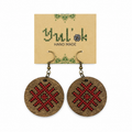 Handmade Wooden Embroidered Earrings "Prosperity"