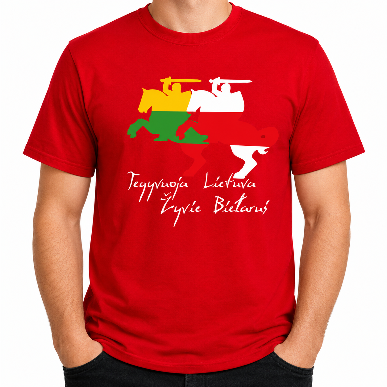 T-Shirt “Tegyvuoja Lietuva, Žyvie Biełaruś” Admietnaść