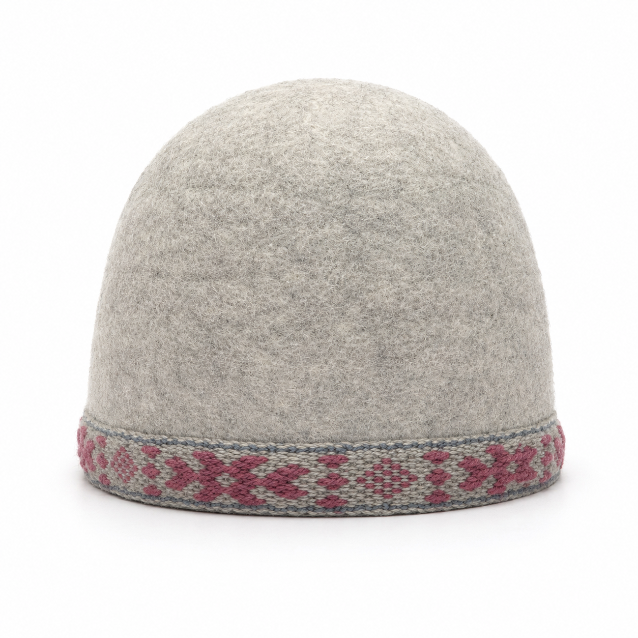Light Grey Felted Hat with Woven Ornament KROPKA
