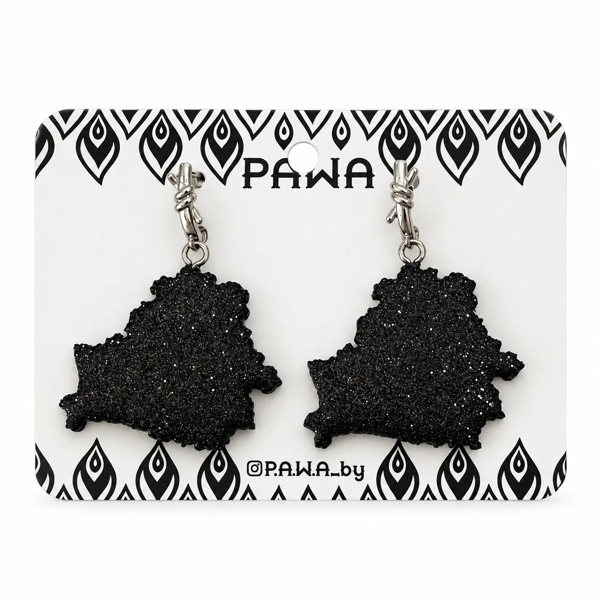 Glitter Belarus Map Earrings KROPKA