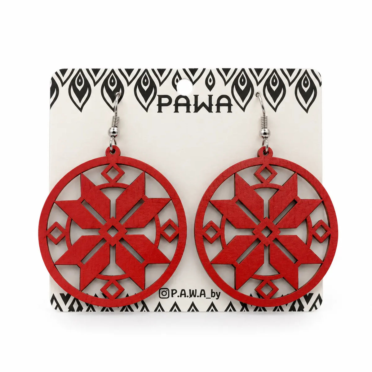 Round Wooden Ornament Earrings KROPKA